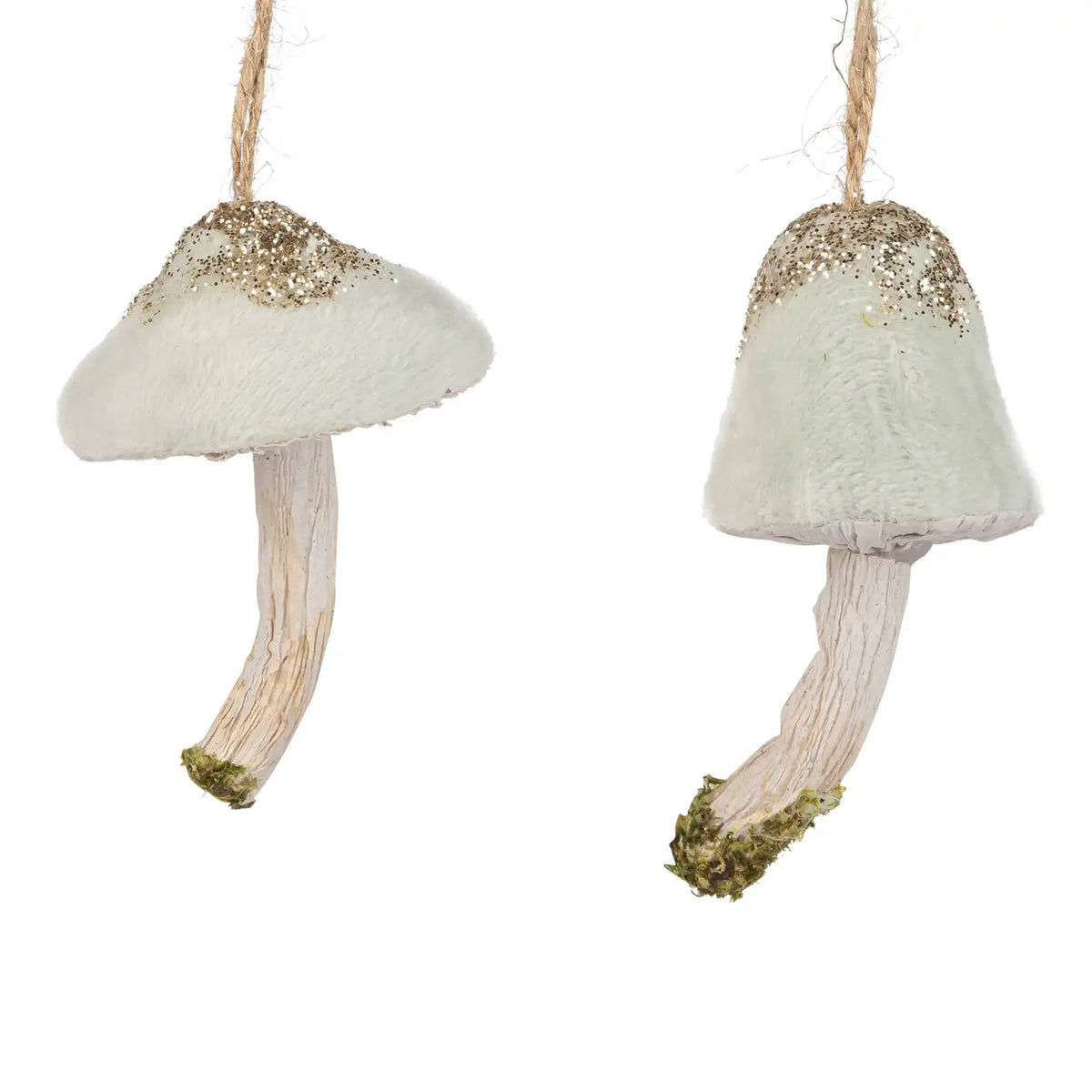 Light Green Velvet Mushroom Ornament (Assorted)