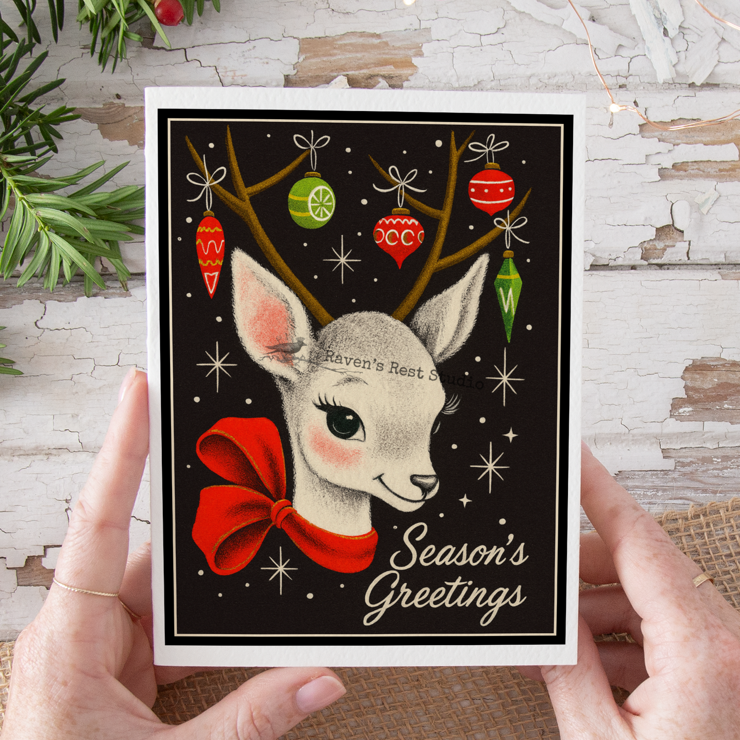 Retro Deer Christmas Card