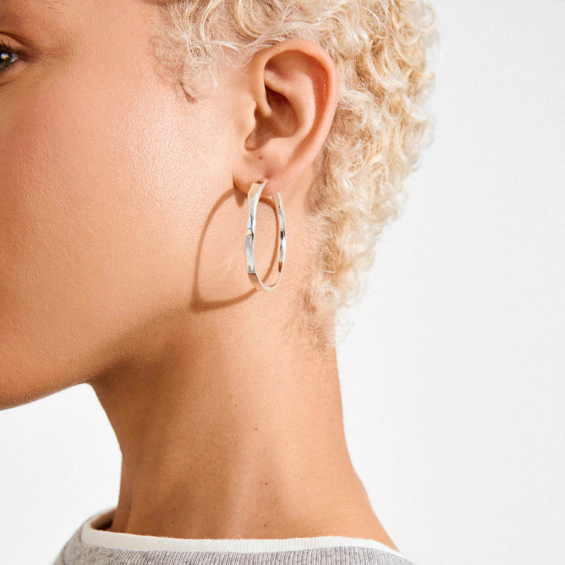 Ember Recycled Slim Hoop Earrings (Silver)