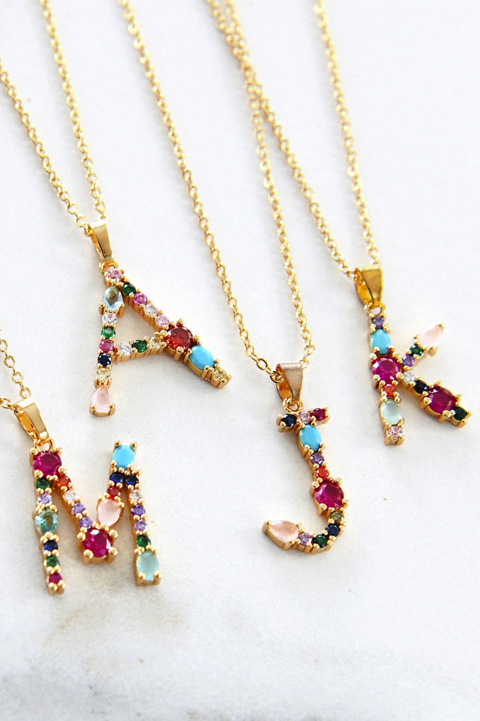 Gem Initial Necklaces (Multi)