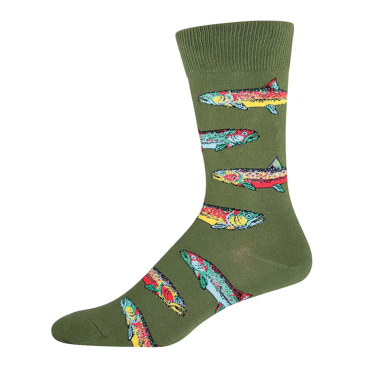 Trout Parrot Green Men's Crew Socks
