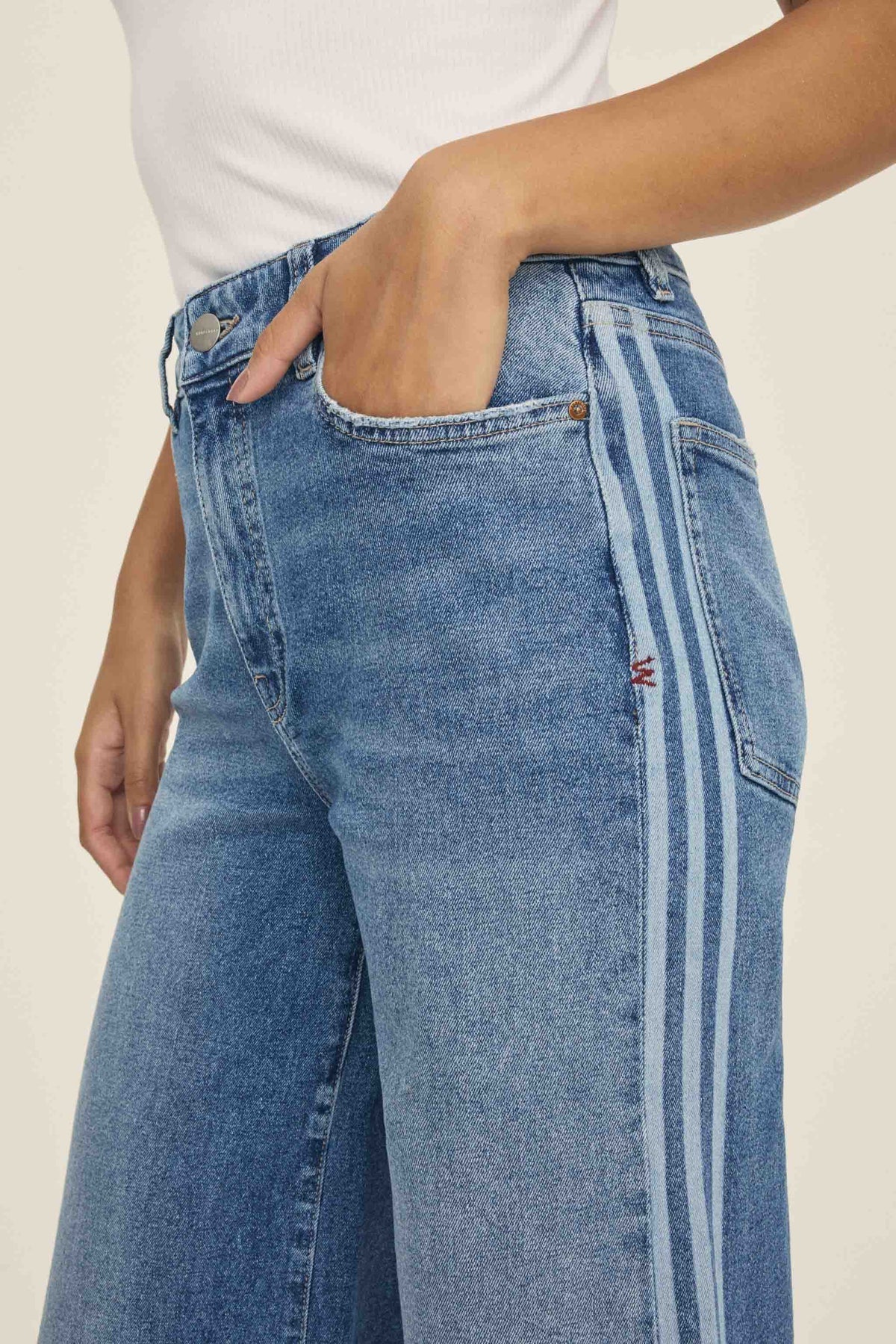NCE Wide Leg Jean (White Stripes)