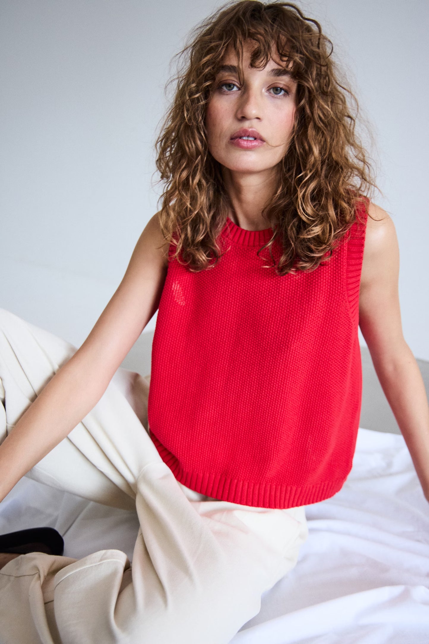 Ihdotties Sleeveless Knit Top (Red)