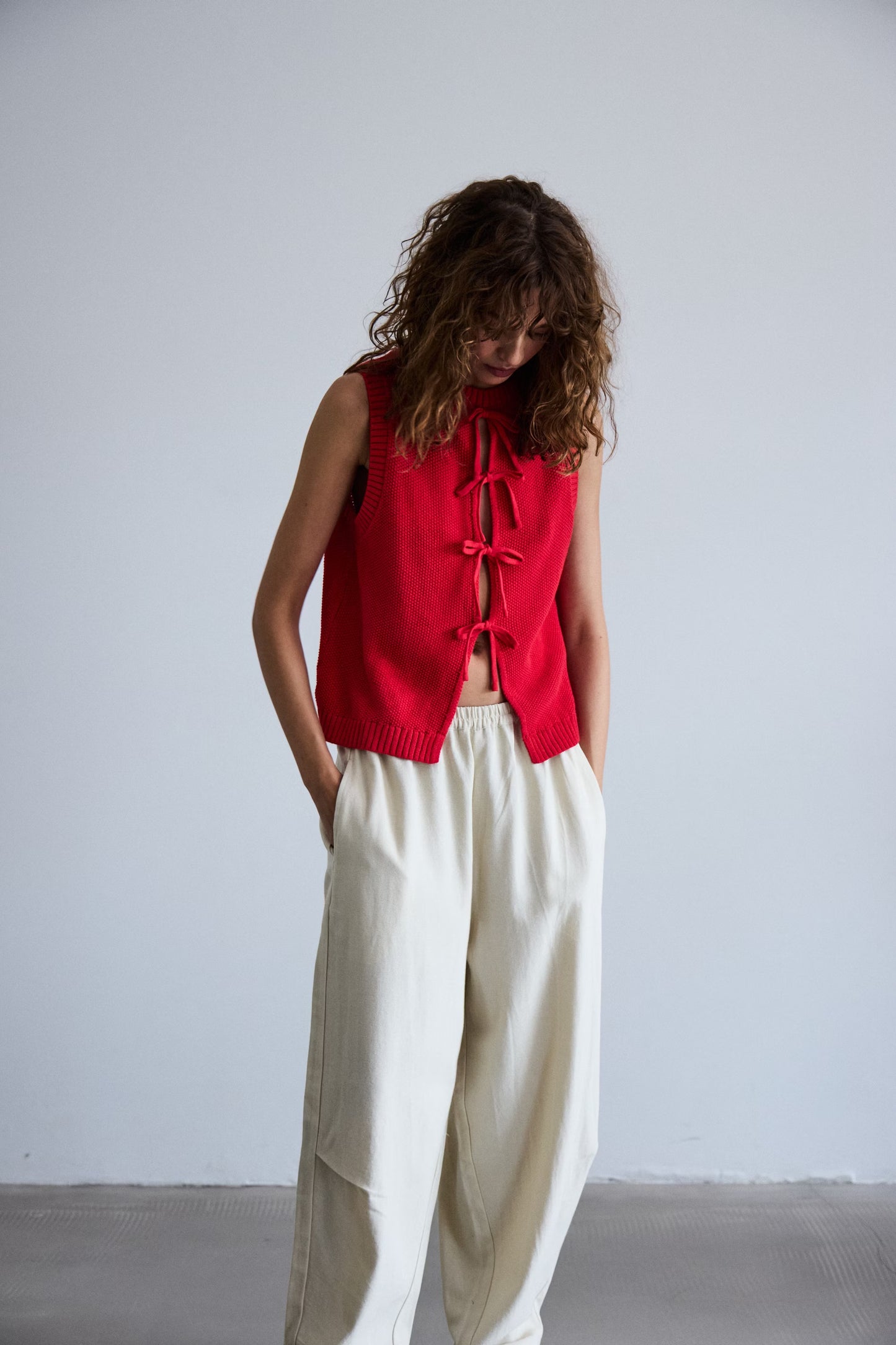 Ihdotties Sleeveless Knit Top (Red)