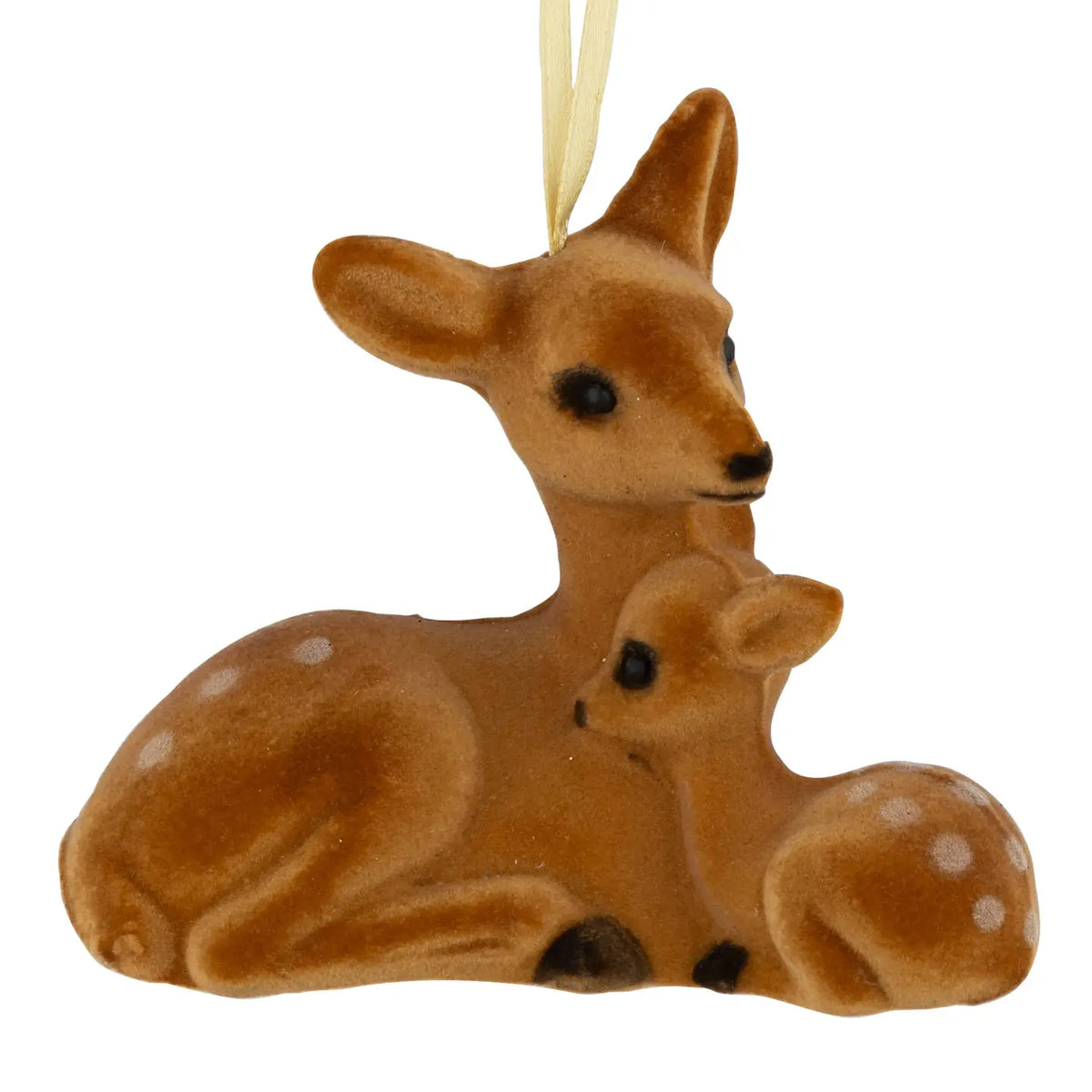 Flocked Doe & Fawn Ornament