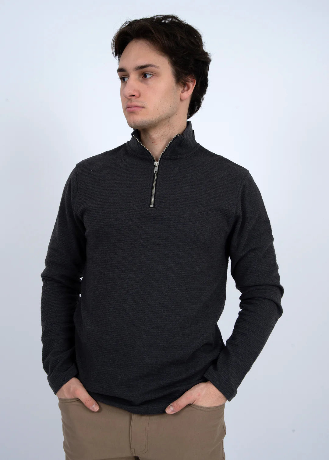 Ulo Mock Neck Ribbed Long Sleeve (Grey)
