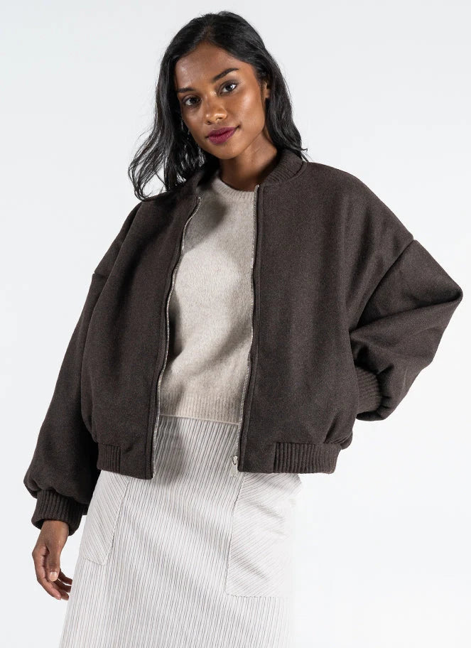 C'est Moi Felted Bomber Jacket (Espresso)