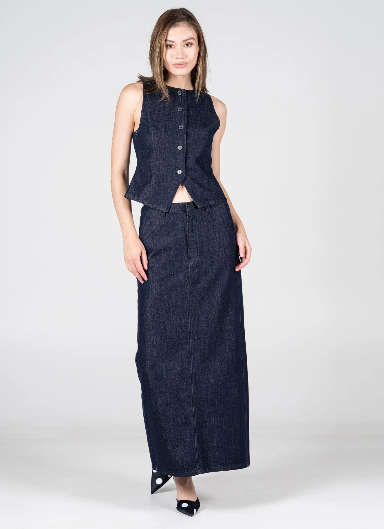 Chrissie Denim Midi Skirt