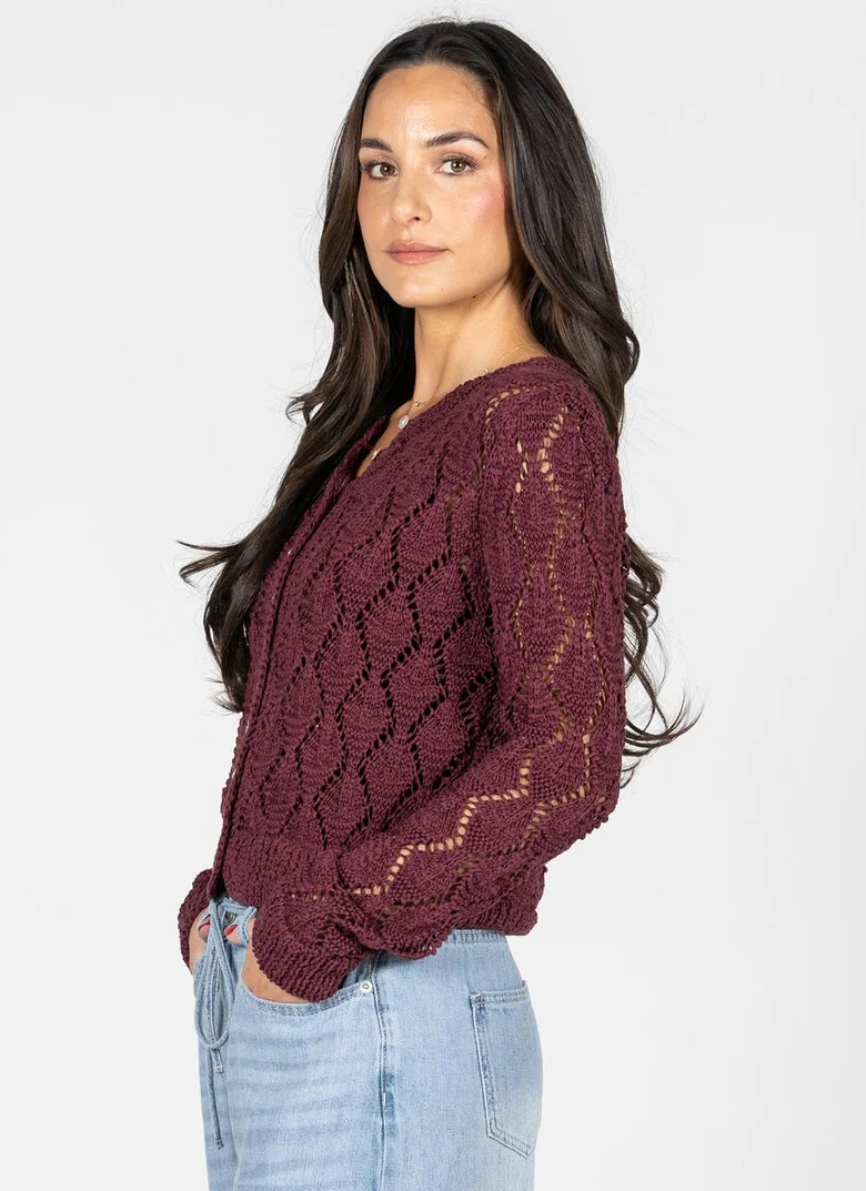 Layla Crochet Cardigan (Wine)