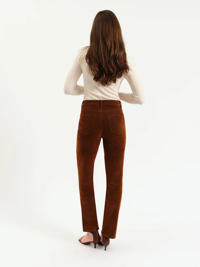 DAZE Smarty Pants High Rise Slim Straight (Cognac)