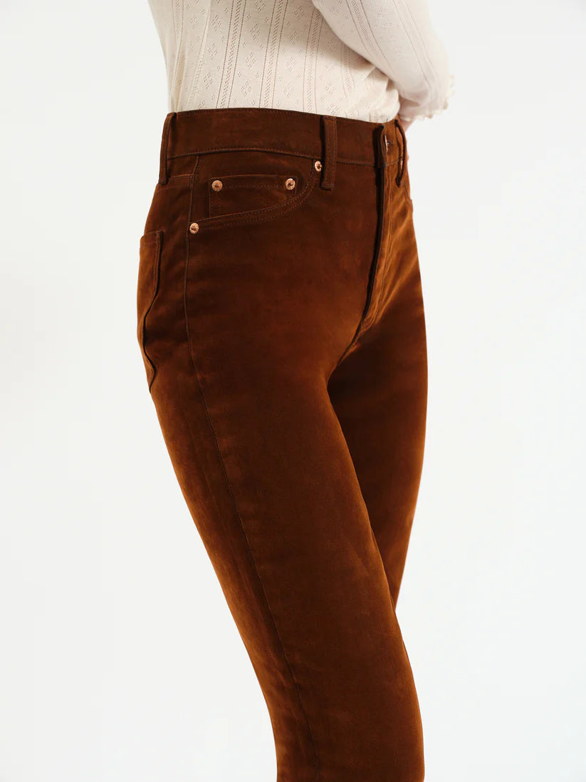 DAZE Smarty Pants High Rise Slim Straight (Cognac)