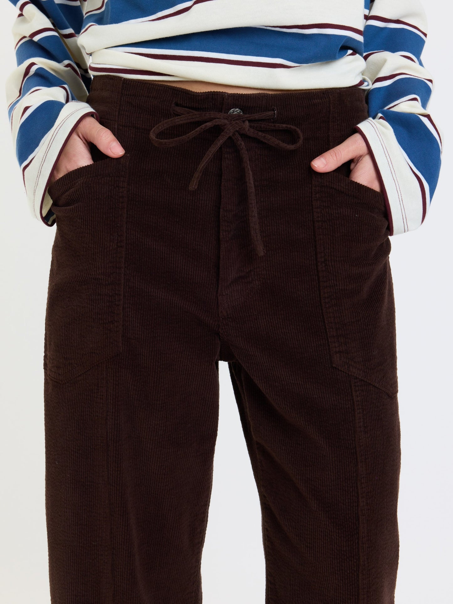 Villa Drawstring Barrel Leg Pant (Chocolate) view 6