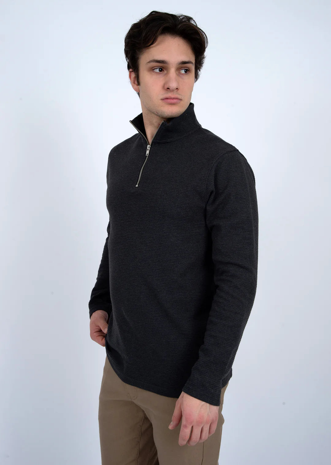 Ulo Mock Neck Ribbed Long Sleeve (Grey)