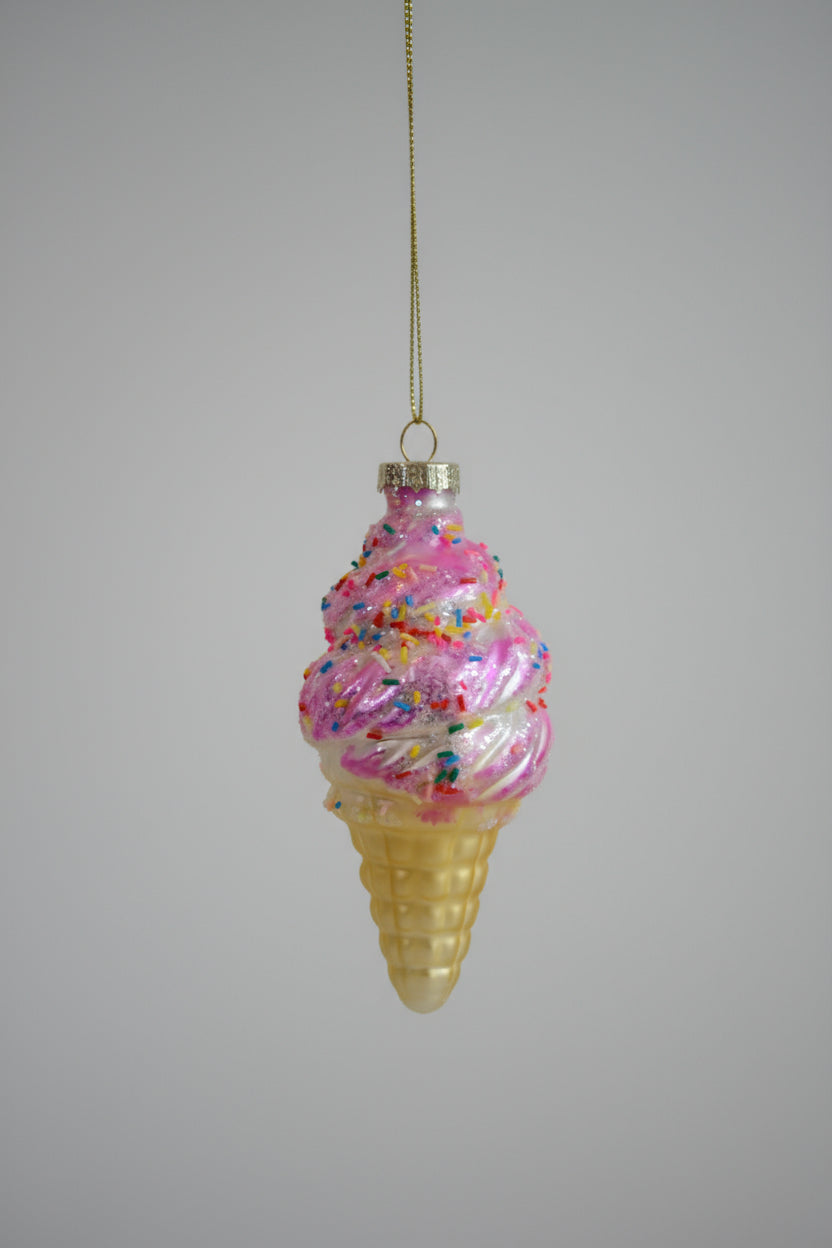 Glass Ice Cream Cone Ornament