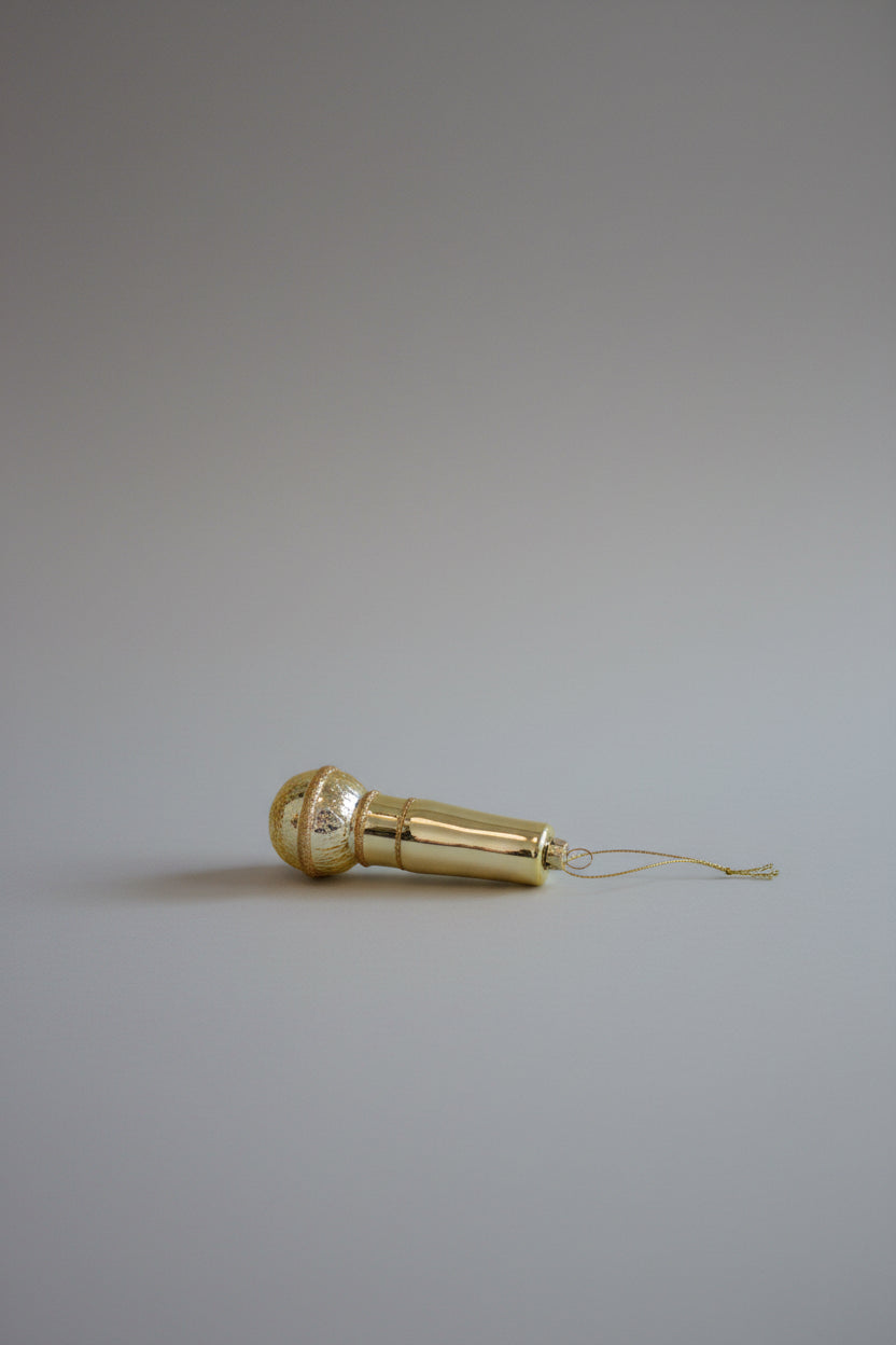 Gold Microphone Ornament