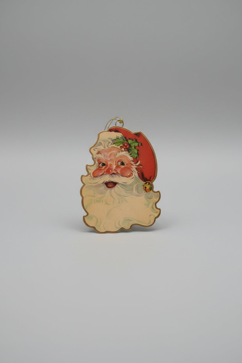 Vintage Santa Claus Head Metal Ornament