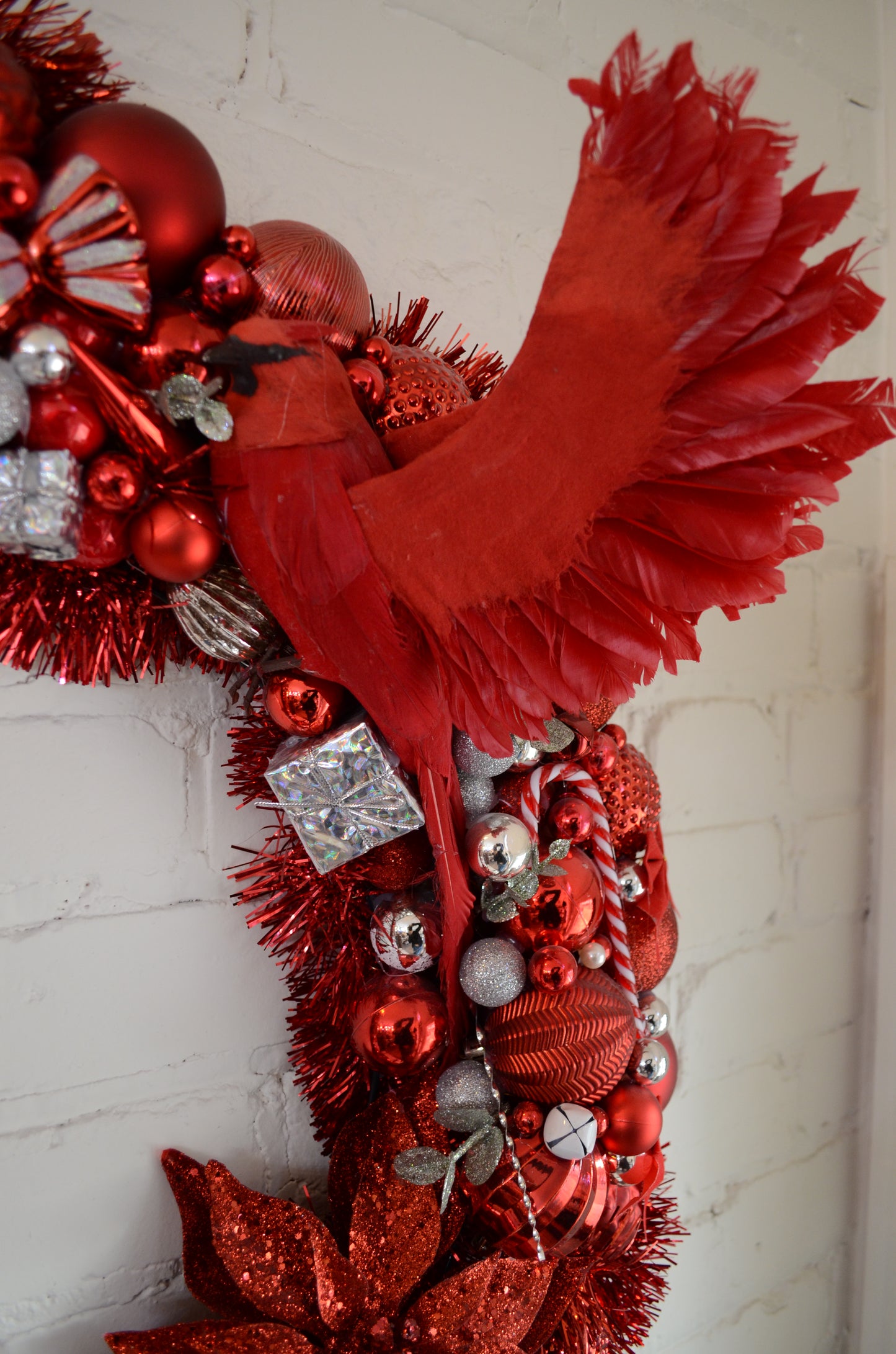 Red Cluster Wreath with Bird