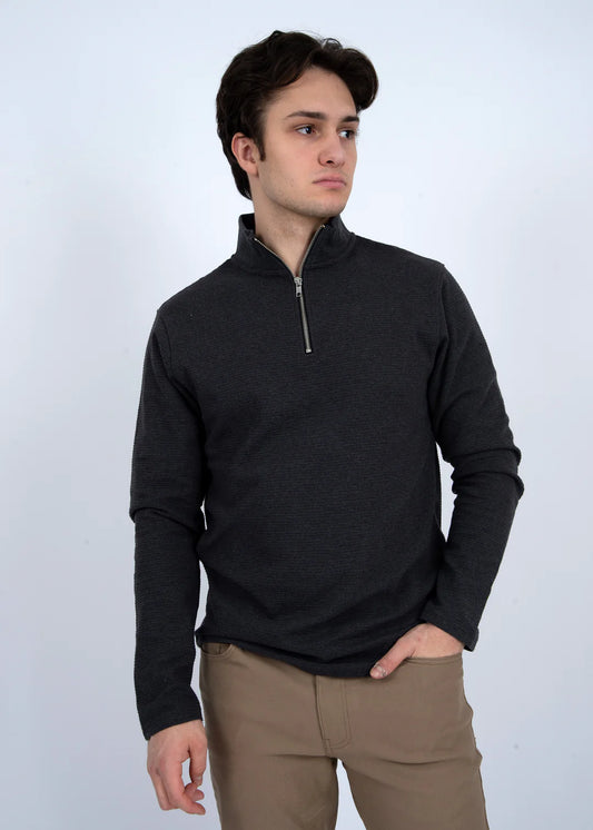 Ulo Mock Neck Ribbed Long Sleeve (Grey)
