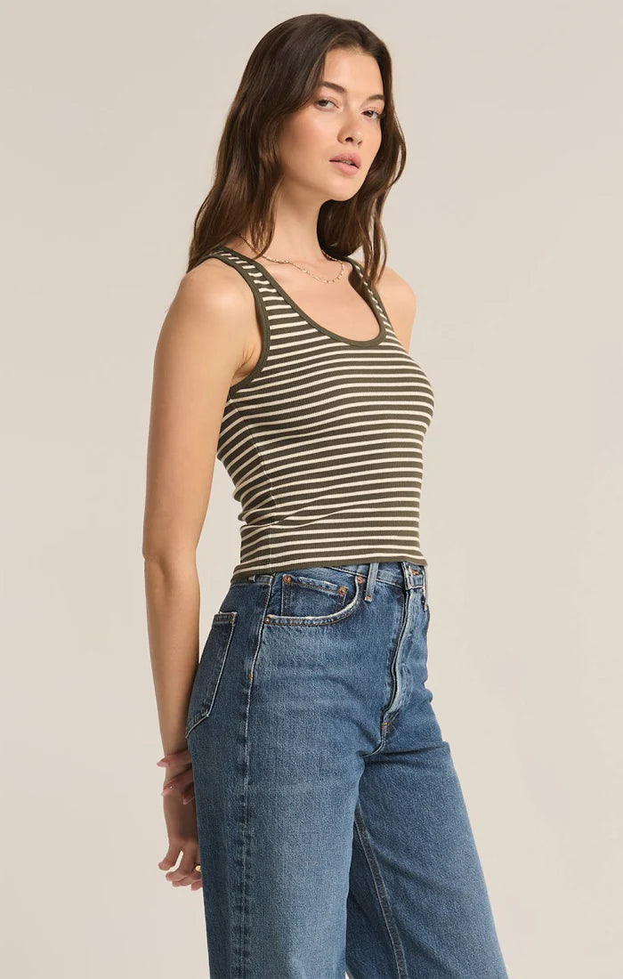 Essy Stripe Rib Tank Top (Grape Leaf)