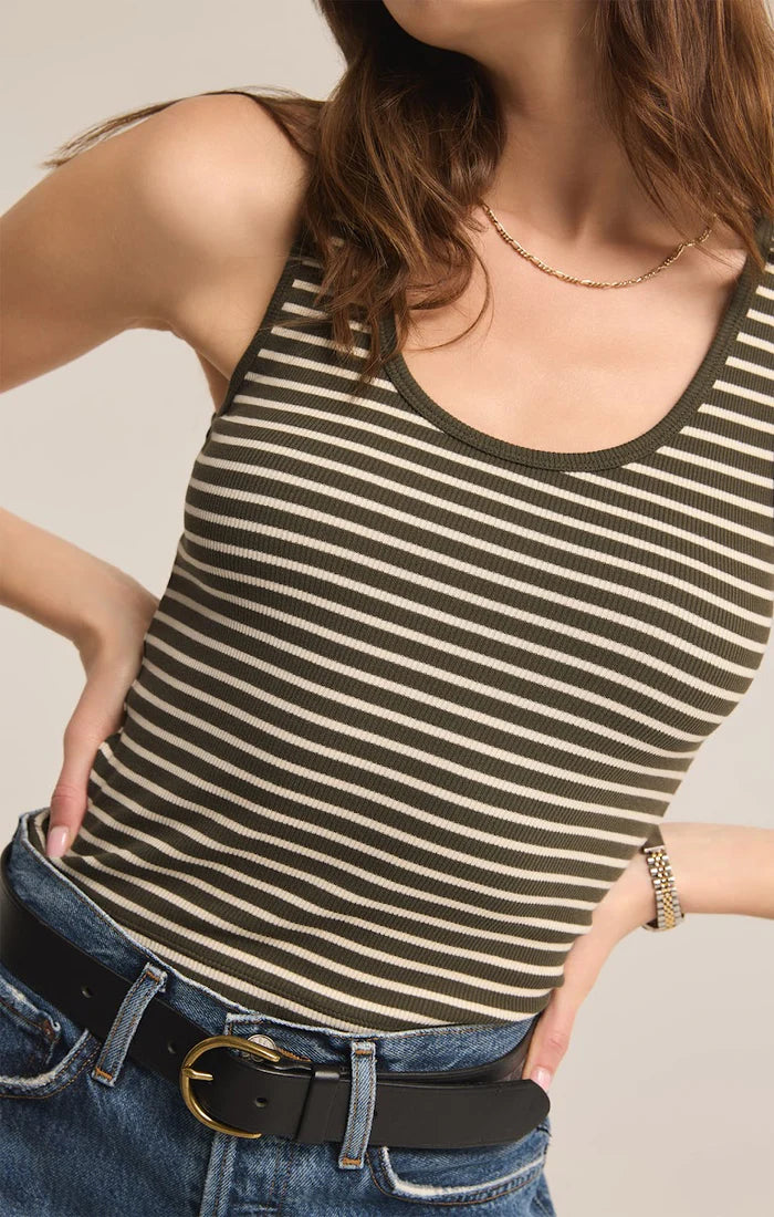 Essy Stripe Rib Tank Top (Grape Leaf)