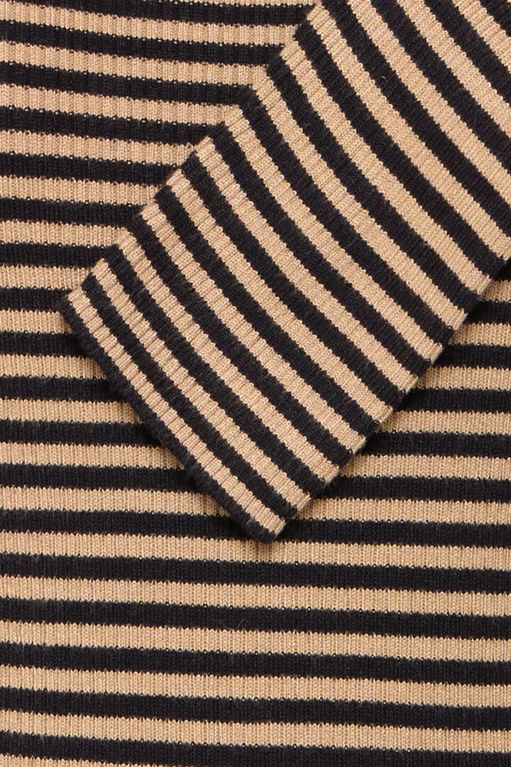 Ihmafa Long Sleeve Stripes Top (Tan)