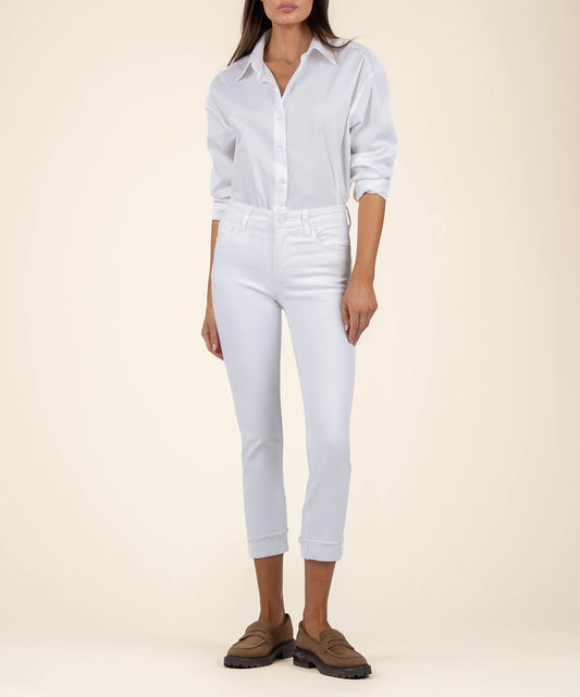 KUT Amy Mid Rise Crop Straight Leg (White)
