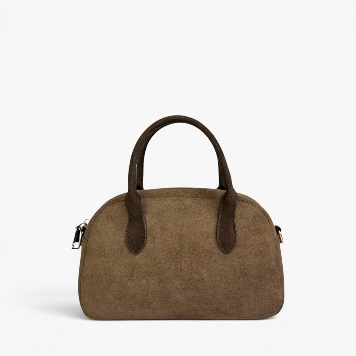 KYLA Faux Suede Mini Bowler Bag (Mocha)