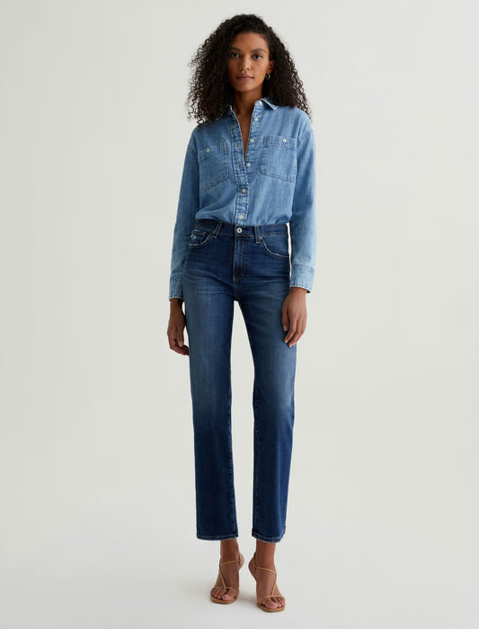 AG Brinley Crop Mid-Rise Straight Jeans (7 Years La Jolla)