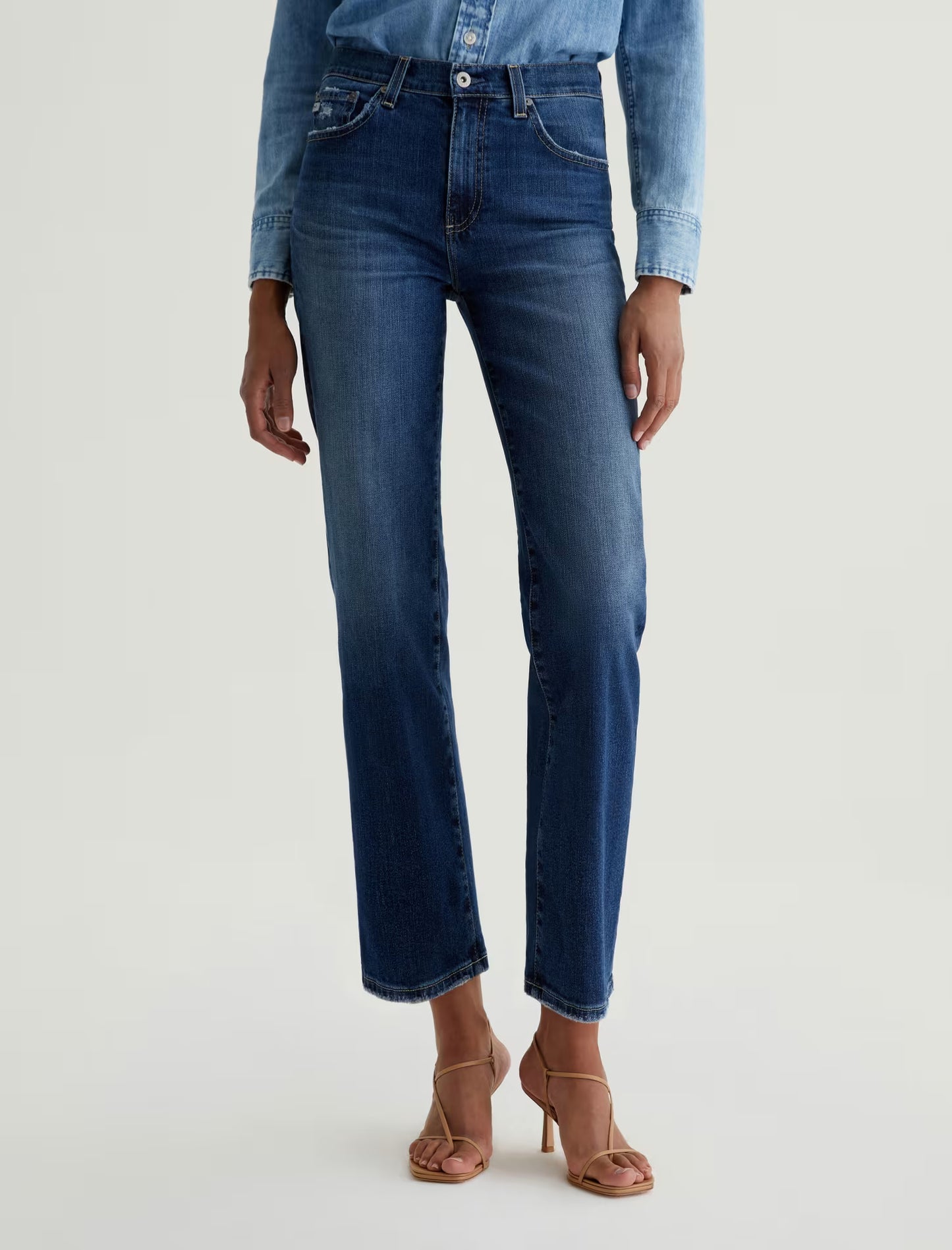 AG Brinley Crop Mid-Rise Straight Jeans (7 Years La Jolla)