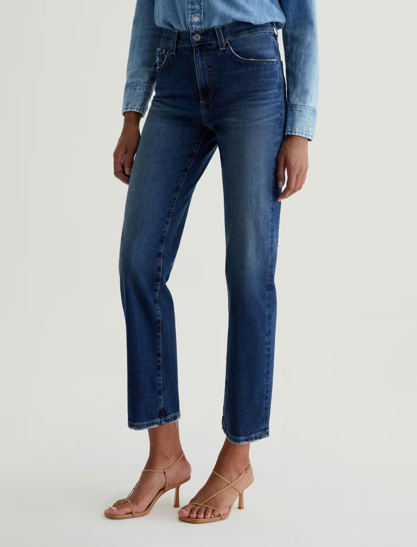 AG Brinley Crop Mid-Rise Straight Jeans (7 Years La Jolla)