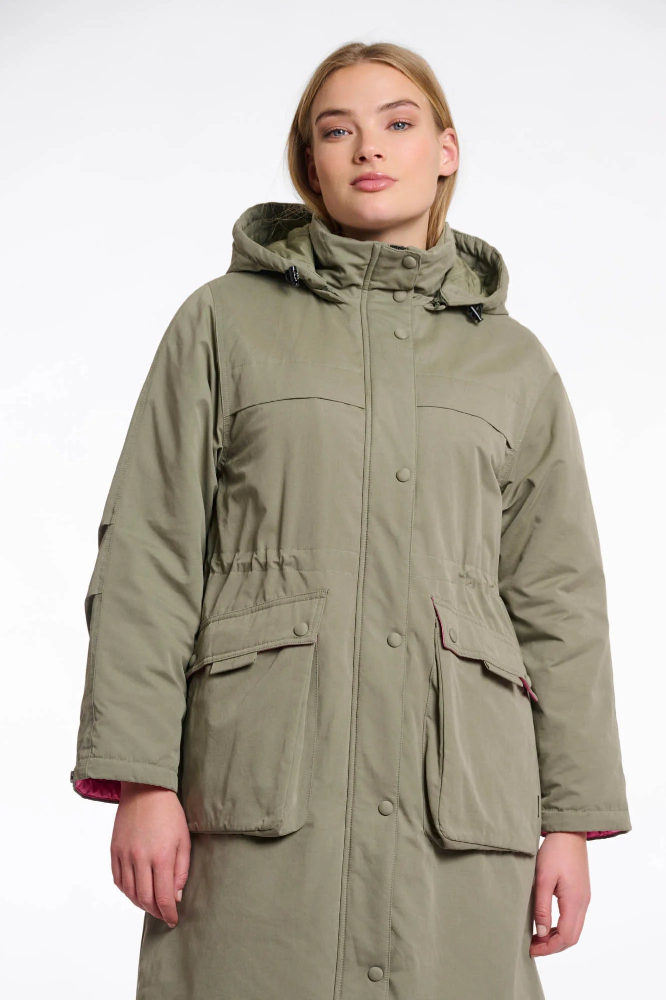 Lina Long Parka with Hood (Green Ash)