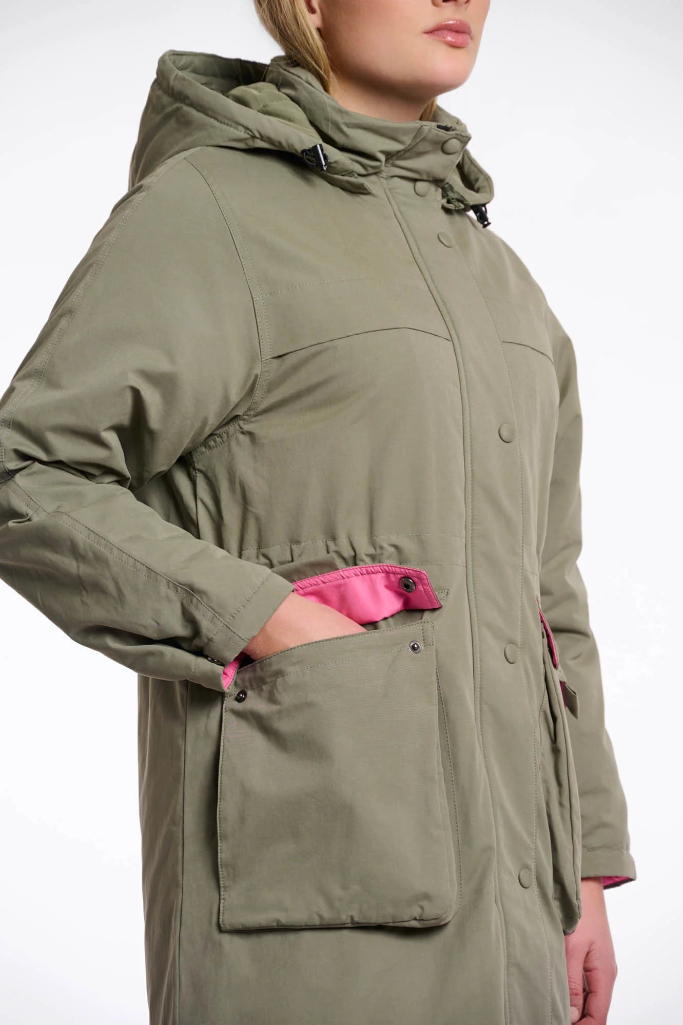 Lina Long Parka with Hood (Green Ash)