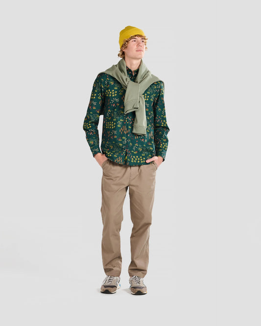 Mushroom Meadow Green Print Shirt