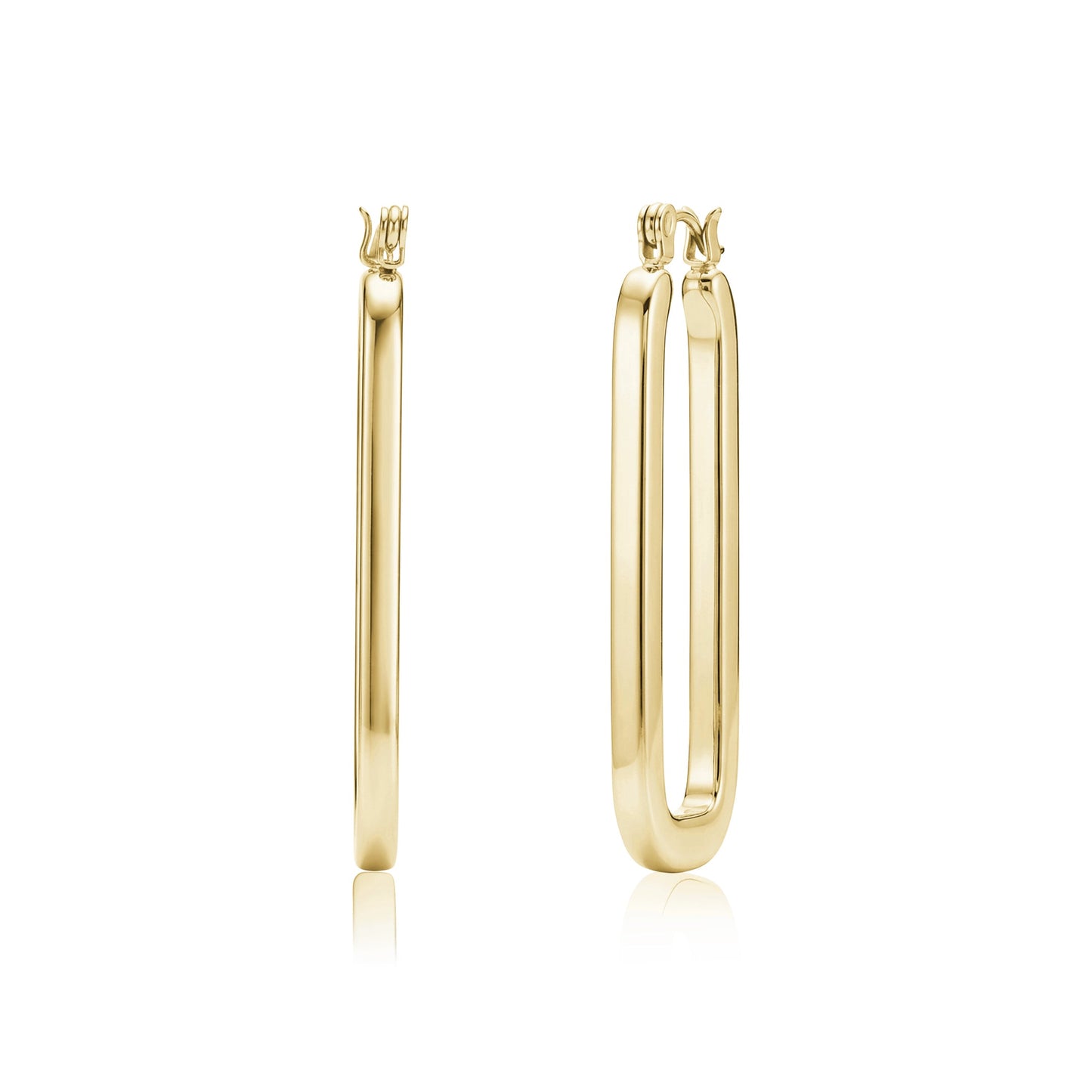 Elongated Oval Hoop Earrings (Gold)