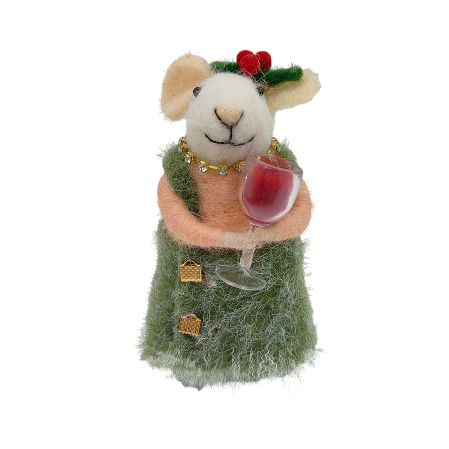 Wool Mouse - Fur Dress with Wine Glass