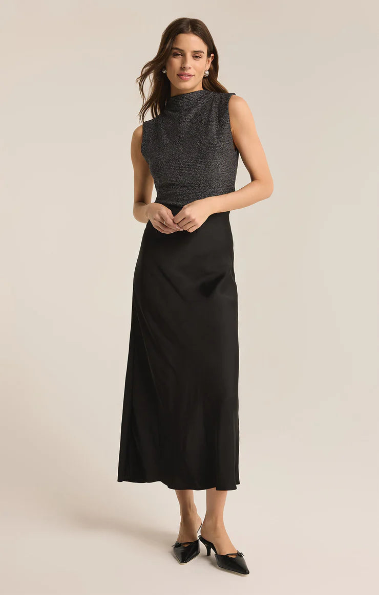 Europa Luxe Midi Skirt (Black)
