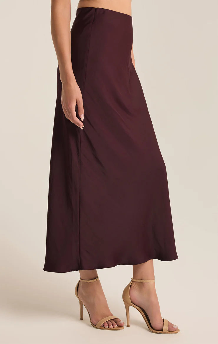 Europa Luxe Midi Skirt (Berry Wine)