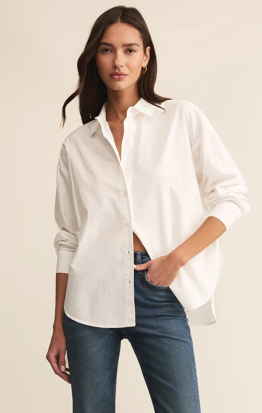 Elevated Poplin Button Up (White)