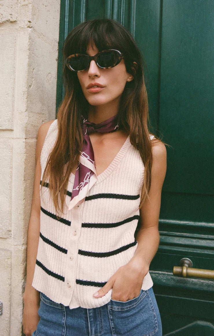 Sycamore Striped Sweater Vest (Sea Salt)