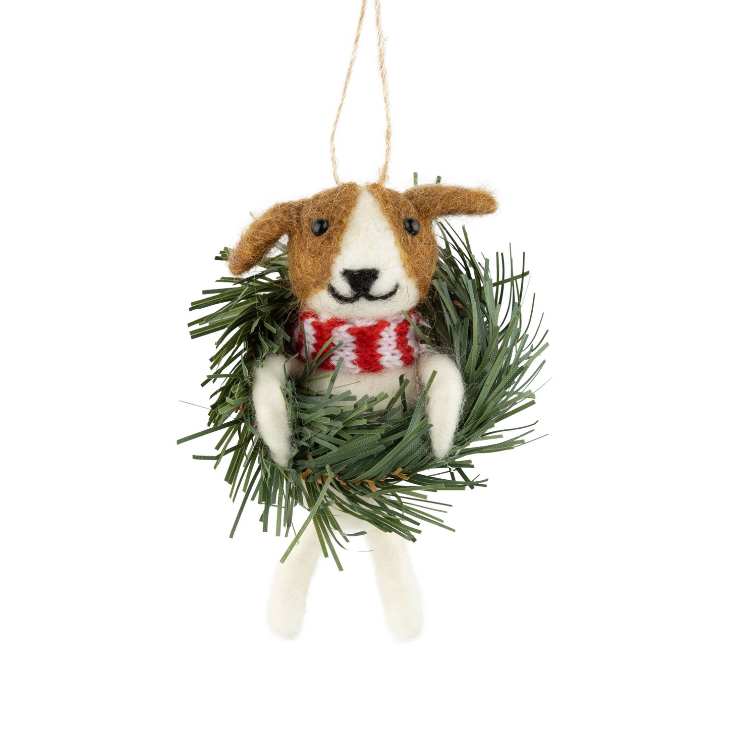 Felt Dog in a Wreath Ornament