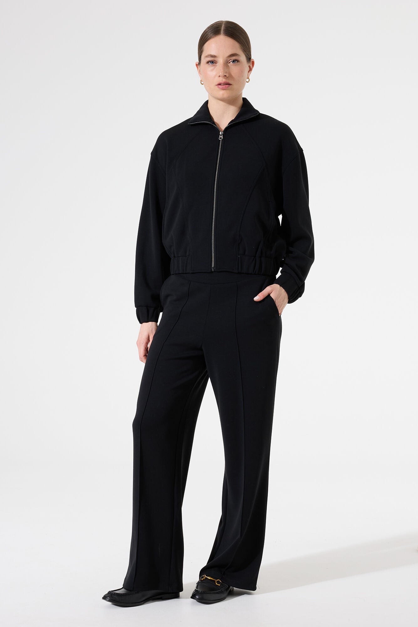 Stefania Zip Sweater (Black)
