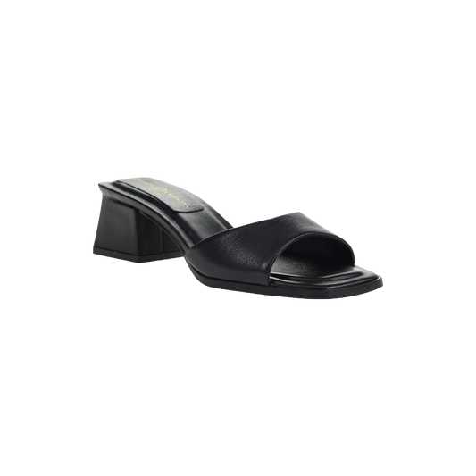 Liinda Block Heel Slide Sandal (Black)