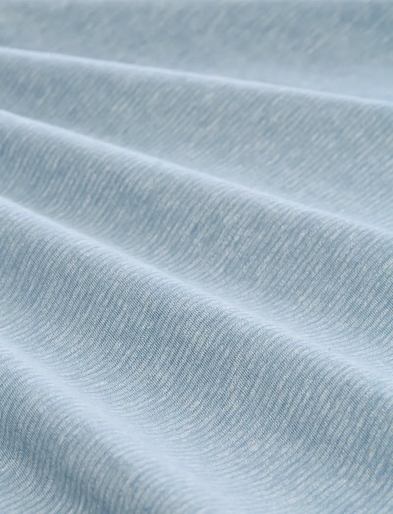 Fine Striped Serafino Short Sleeve (Soft Blue)