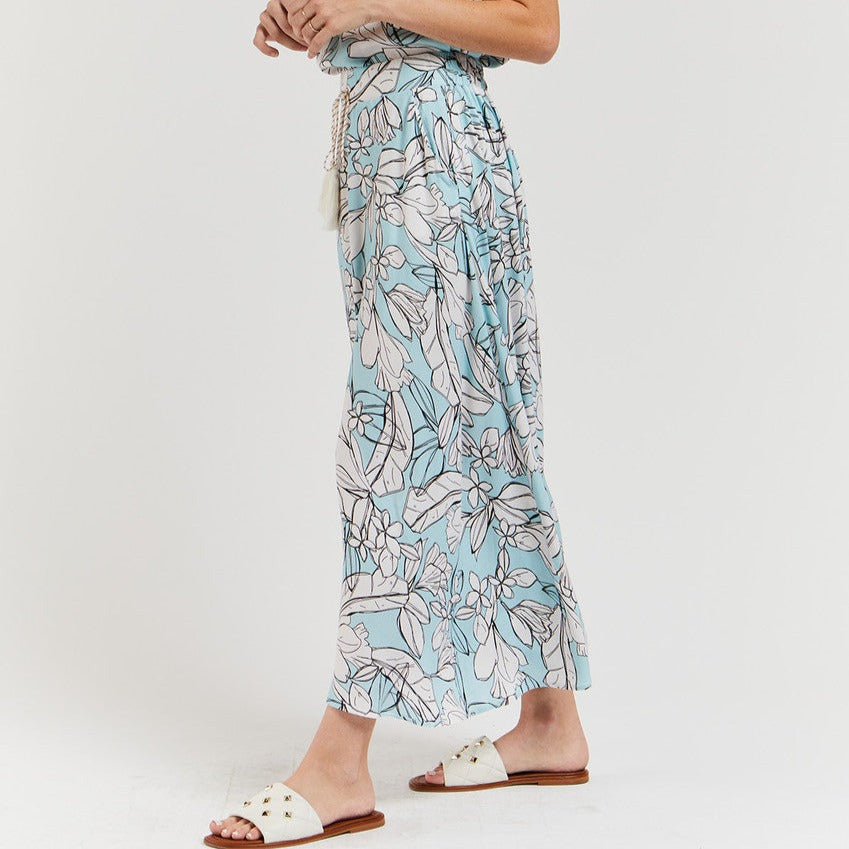 Sicily Floral Maxi Skirt (Blue)