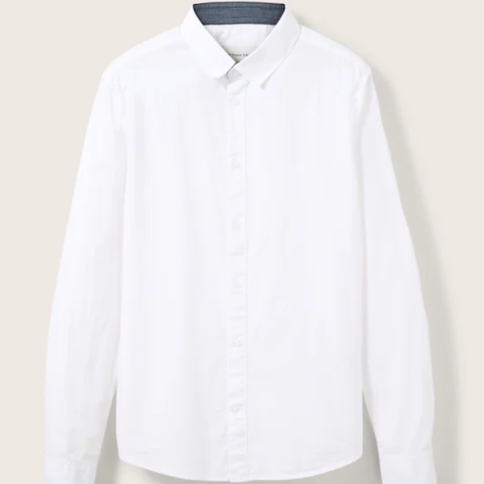 Glen Long Sleeve Collared Polo Shirt (White)