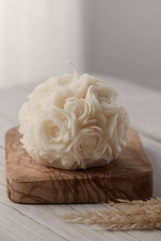 Rose Flower Ball Candle (Uncoloured / Unscented)