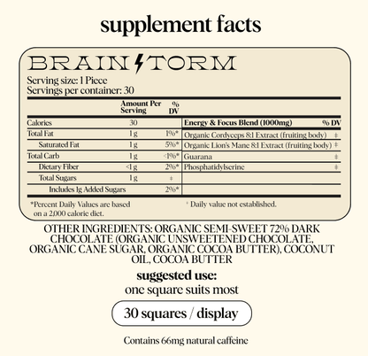 Brainstorm Singles — mushroom chocolates for focus