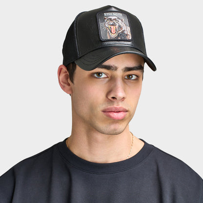 Faux Leather Panther Trucker (Void) front view