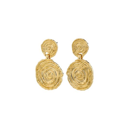Air Recycled Coin Pendant Earrings (Gold)