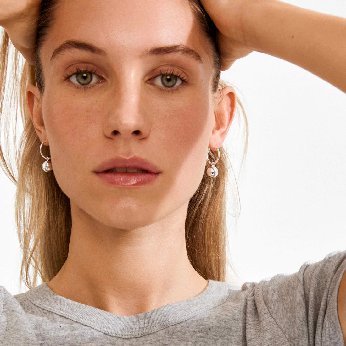 Air Recycled Pendant Hoop Earrings (Silver)